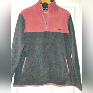 Simply Southern Pink and Gray Quarter-Zip Fleece Pullover